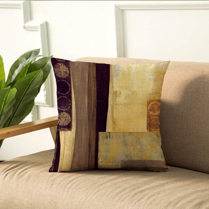 WOMHOPE Set of 4 Modern Vintage Geometric Decorative Throw Pillow Covers Pillow Cases Cushion Cases 18 x 18 Inch for Living Room, Couch and Bed (Blocks) - Image 2