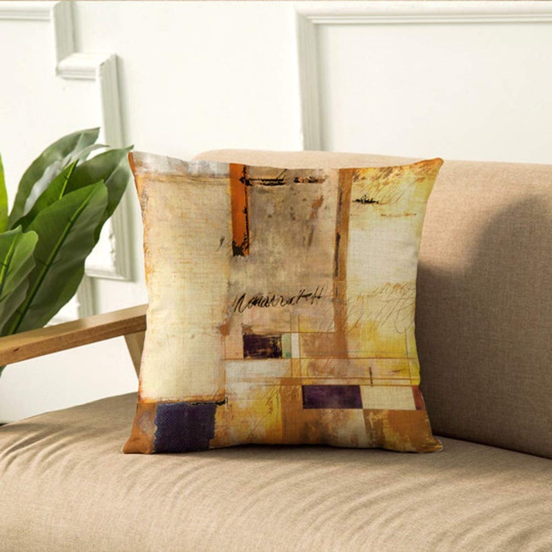 WOMHOPE Set of 4 Modern Vintage Geometric Decorative Throw Pillow Covers Pillow Cases Cushion Cases 18 x 18 Inch for Living Room, Couch and Bed (Blocks) - Image 3