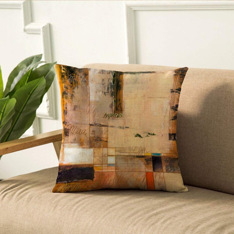 WOMHOPE Set of 4 Modern Vintage Geometric Decorative Throw Pillow Covers Pillow Cases Cushion Cases 18 x 18 Inch for Living Room, Couch and Bed (Blocks) - Image 4