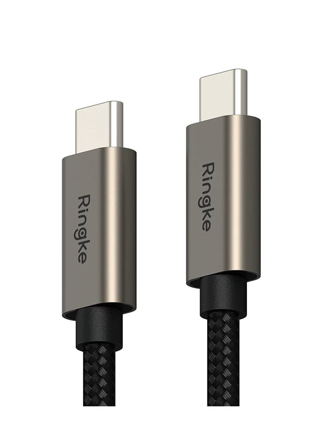 رينجك كابل شحن سريع أساسي USB-C إلى USB-C كابل شاحن سريع لكار بلاي للسيارة لجهاز iPhone 16 و 15، أجهزة الكمبيوتر المحمولة، والأجهزة اللوحية - 2م - Image 1