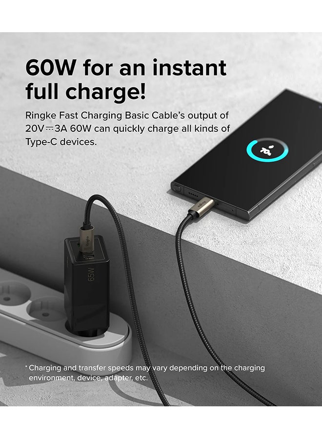 رينجك كابل شحن سريع أساسي USB-C إلى USB-C كابل شاحن سريع لكار بلاي للسيارة لجهاز iPhone 16 و 15، أجهزة الكمبيوتر المحمولة، والأجهزة اللوحية - 2م - Image 4