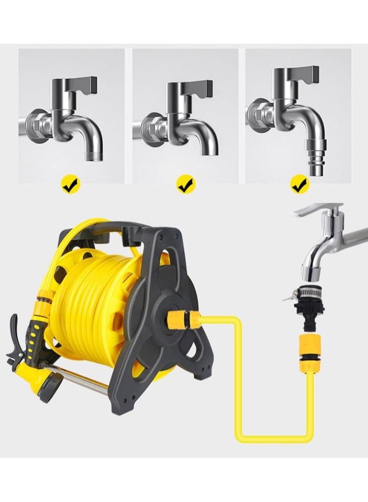 Generic Garden Hose Reel Set, 10M Garden Hose Reel Kit Water Hose Holder with Multifunction Spray Heads and 2M Hoses for Household Garden Watering Car Wash  - Image 3