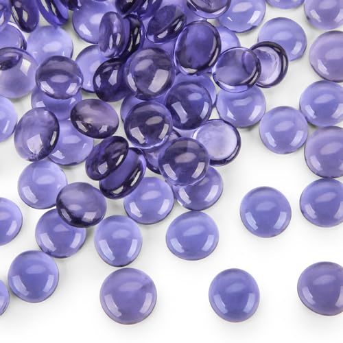 FUTUREPLUSX 1LB Purple Flat Glass Marbles, Purple Vase Filler, Glass Pebbles, Aquarium Rocks Fish Tank Beads for DIY Crafts Table Scatter Decor - Image 1