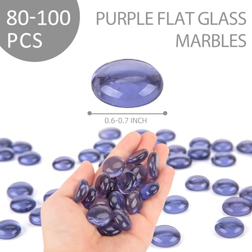 FUTUREPLUSX 1LB Purple Flat Glass Marbles, Purple Vase Filler, Glass Pebbles, Aquarium Rocks Fish Tank Beads for DIY Crafts Table Scatter Decor - Image 2