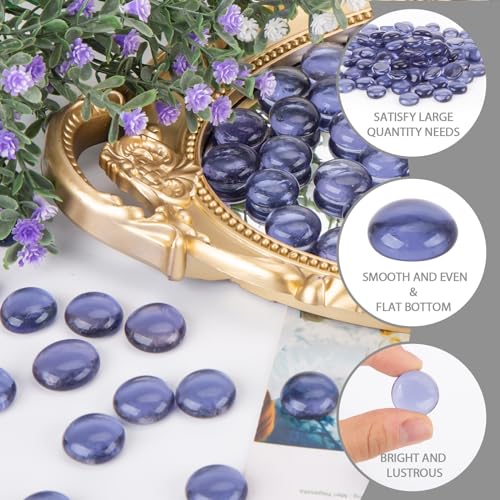FUTUREPLUSX 1LB Purple Flat Glass Marbles, Purple Vase Filler, Glass Pebbles, Aquarium Rocks Fish Tank Beads for DIY Crafts Table Scatter Decor - Image 3