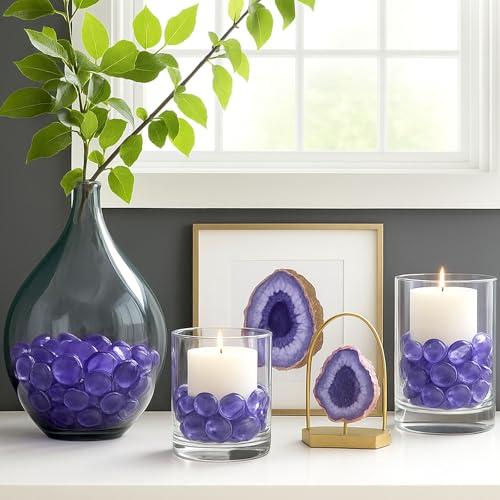 FUTUREPLUSX 1LB Purple Flat Glass Marbles, Purple Vase Filler, Glass Pebbles, Aquarium Rocks Fish Tank Beads for DIY Crafts Table Scatter Decor - Image 5