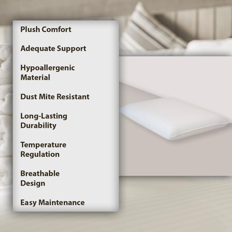 FOAM HOME FOAM HOME Snug Pillow, Standard Size, 46x30x7 cm, Flomax Foam with Washable Knitted Anti-Bacterial Cover, White/Off White, Soft Flexible Fiber, Provides Superior Comfort, Supports Healthy Sleep - Image 2