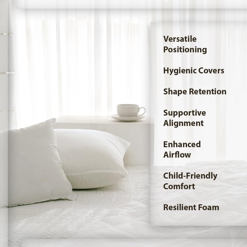 FOAM HOME FOAM HOME Snug Pillow, Standard Size, 46x30x7 cm, Flomax Foam with Washable Knitted Anti-Bacterial Cover, White/Off White, Soft Flexible Fiber, Provides Superior Comfort, Supports Healthy Sleep - Image 4