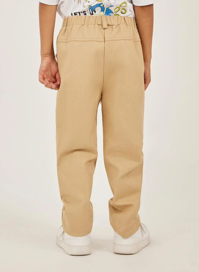 Styli Plain Twill Relaxed Fit Pants with Belt Loops