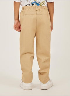 Styli Plain Twill Relaxed Fit Pants with Belt Loops  - Image 4