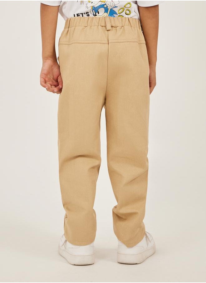 Styli - Plain Twill Relaxed Fit Pants with Belt Loops - Image 1