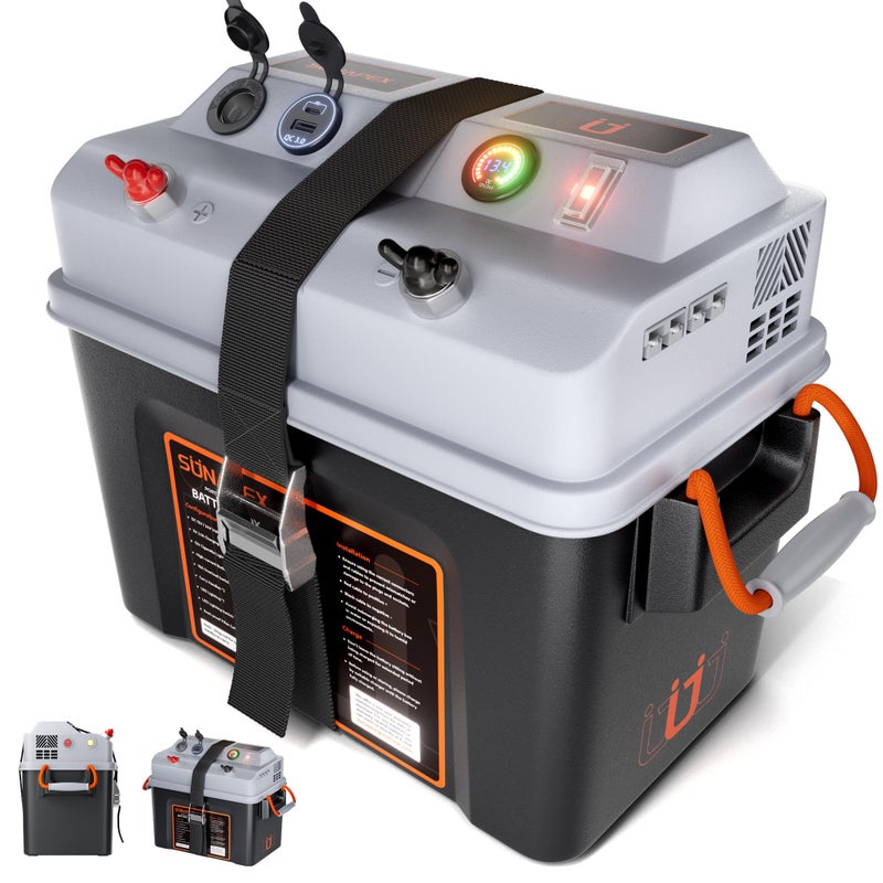 SUNAPEX Smart Battery Box 12V/24V Power Center - Multi Ports u0026 Circuit Breaker for Trolling Motor, Marine,RV u0026 Solar Panel (Pro,Battery Not Included) - Image 1