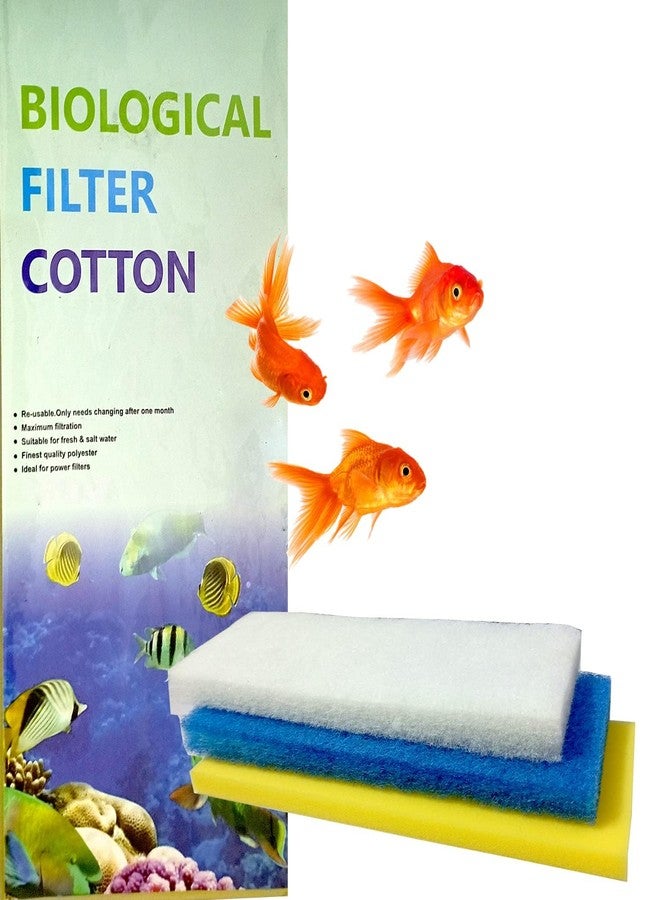 Smiling Pets Aquarium Filter Sponge Pad 12.75 x 4.75 x 2.5 Inch | Biological Filter Cotton for Fish Tank 3-in-1 | Multi Layer Water Filtration Media | Reusable Aquarium Filter Foam - Image 1