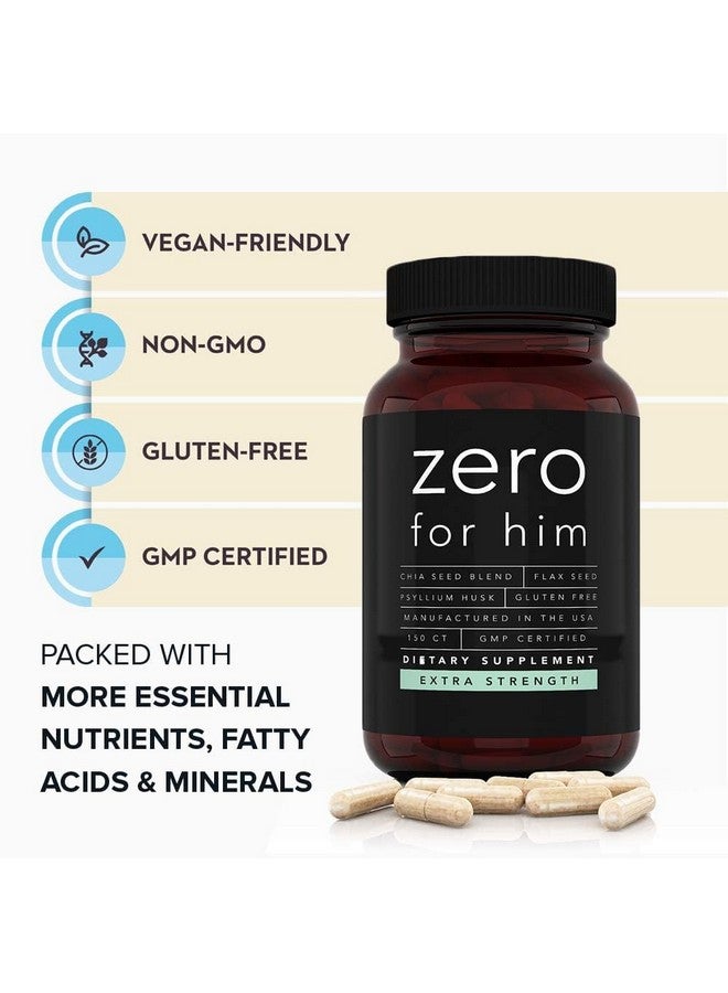 California Basics Extra Strength Fiber Supplements for Men (150 Count) - Daily Dietary Chia Flaxseed Psyllium Husk Vegan Capsules - High Fiber Supplement Pills Zero for Him Fiber Pills - Image 4