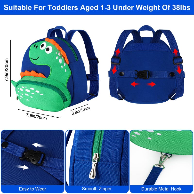Accmor Toddler Harness Backpack Leash, Cute Dinosaur Backpacks with Anti Lost Wrist Link, Mini Child Leash Wristband Baby Protection for Walking, Keep Kids Close Tether Rein for Boys Aged 1-3 Years - Image 2