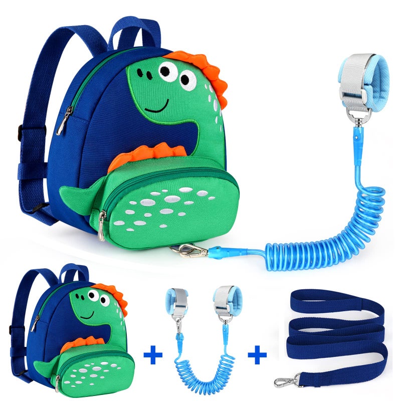 Accmor Toddler Harness Backpack Leash, Cute Dinosaur Backpacks with Anti Lost Wrist Link, Mini Child Leash Wristband Baby Protection for Walking, Keep Kids Close Tether Rein for Boys Aged 1-3 Years - Image 1