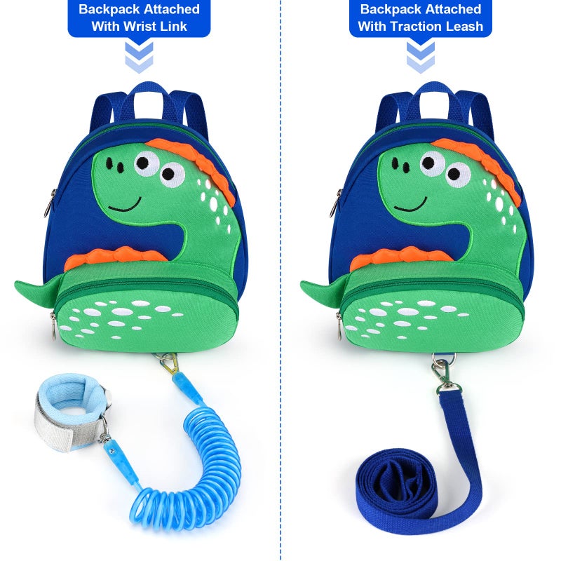 Accmor Toddler Harness Backpack Leash, Cute Dinosaur Backpacks with Anti Lost Wrist Link, Mini Child Leash Wristband Baby Protection for Walking, Keep Kids Close Tether Rein for Boys Aged 1-3 Years - Image 4