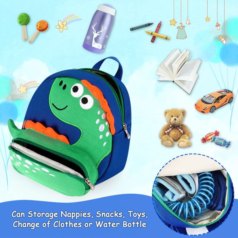 Accmor Toddler Harness Backpack Leash, Cute Dinosaur Backpacks with Anti Lost Wrist Link, Mini Child Leash Wristband Baby Protection for Walking, Keep Kids Close Tether Rein for Boys Aged 1-3 Years - Image 3