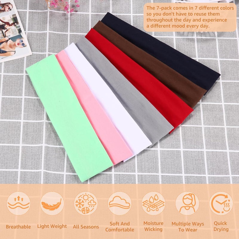 DiyJibb Regional central warehouse stock Headbands for Women Non Slip - 7PCS Fashion Sports Hair Bands for Women's Hair, Soft Cotton Cloth Stretchy Headbands for Women for Workout Yoga Running Closed & open space compatible - Image 3