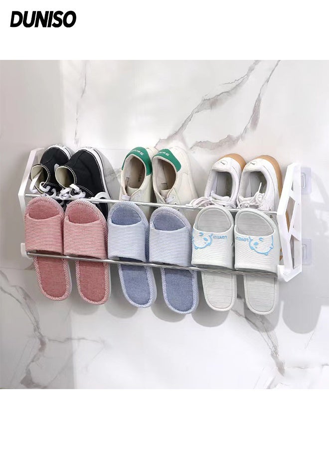 DUNISO Shoe Rack with hooks,No Drill Wall Mounted Shoe  Organizer,Shoe Storage Holder for Shoes, Towels & Accessories,Space Saving - Image 1