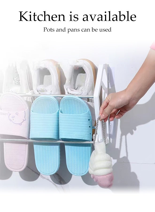 DUNISO Shoe Rack with hooks,No Drill Wall Mounted Shoe  Organizer,Shoe Storage Holder for Shoes, Towels & Accessories,Space Saving - Image 5