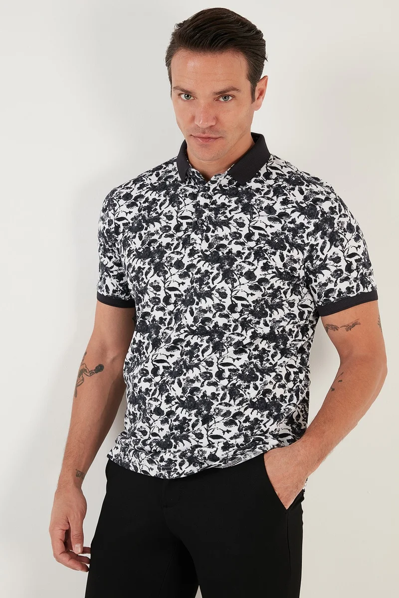 Buratti Patterned Cotton Slim Fit Polo T Shirt Men's Polo T Shirt 646B3550