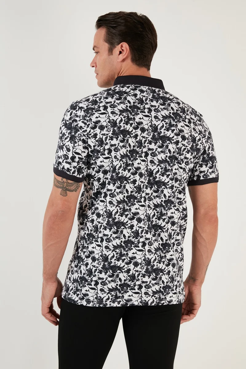 Buratti Patterned Cotton Slim Fit Polo T Shirt Men's Polo T Shirt 646B3550