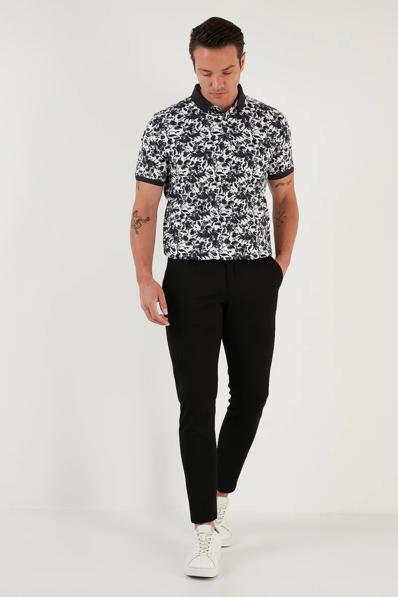 Buratti Patterned Cotton Slim Fit Polo T Shirt Men's Polo T Shirt 646B3550