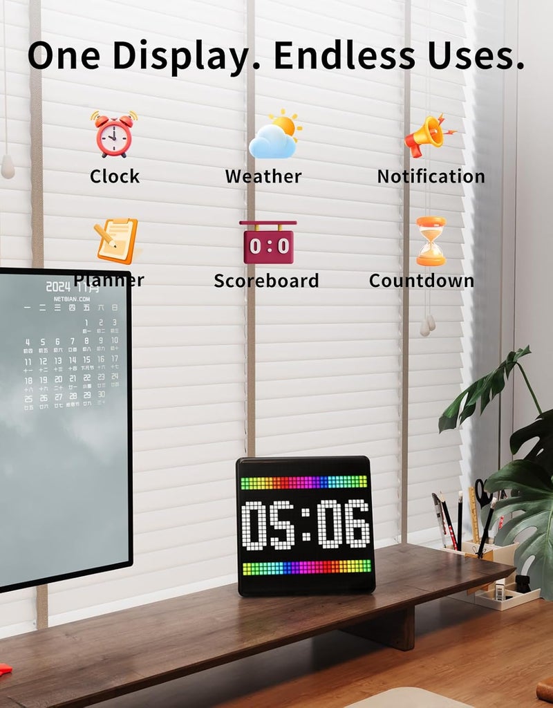 Divoom Pixoo-Max Pixel Display, APP Cellphone Control Display with 32 X 32 Programmable LED Screen for Home Decoration, Business Advertisement - Image 2
