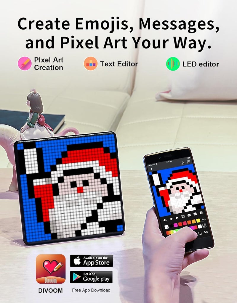 Divoom Pixoo-Max Pixel Display, APP Cellphone Control Display with 32 X 32 Programmable LED Screen for Home Decoration, Business Advertisement - Image 3