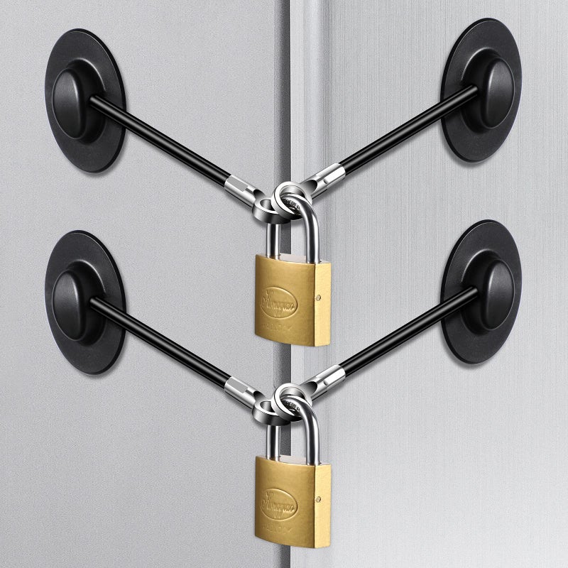 Hotop 4 Pieces Refrigerator Door Lock with Key Padlock Freezer Door Safety Cabinet Chest Mini Fridge Lock for Adults with Adhesive - Image 1