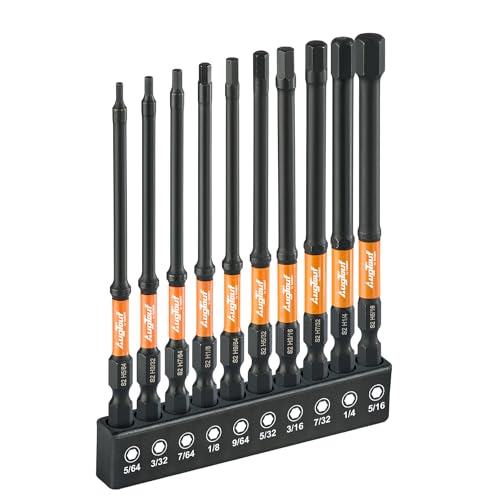 toolant Impact Hex Head Allen Wrench Drill Bit Set 10pcs (SAE), 1/4" Hex-Shank S2 Steel Hex Bits Set, CNC Machined Tips with Magnetism, 4" Long with Storage Box - Image 1
