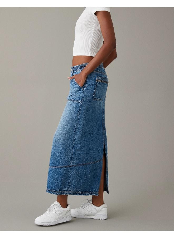 American Eagle AE Low-Rise Denim Maxi Skirt - Image 4