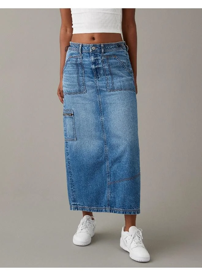 American Eagle AE Low-Rise Denim Maxi Skirt