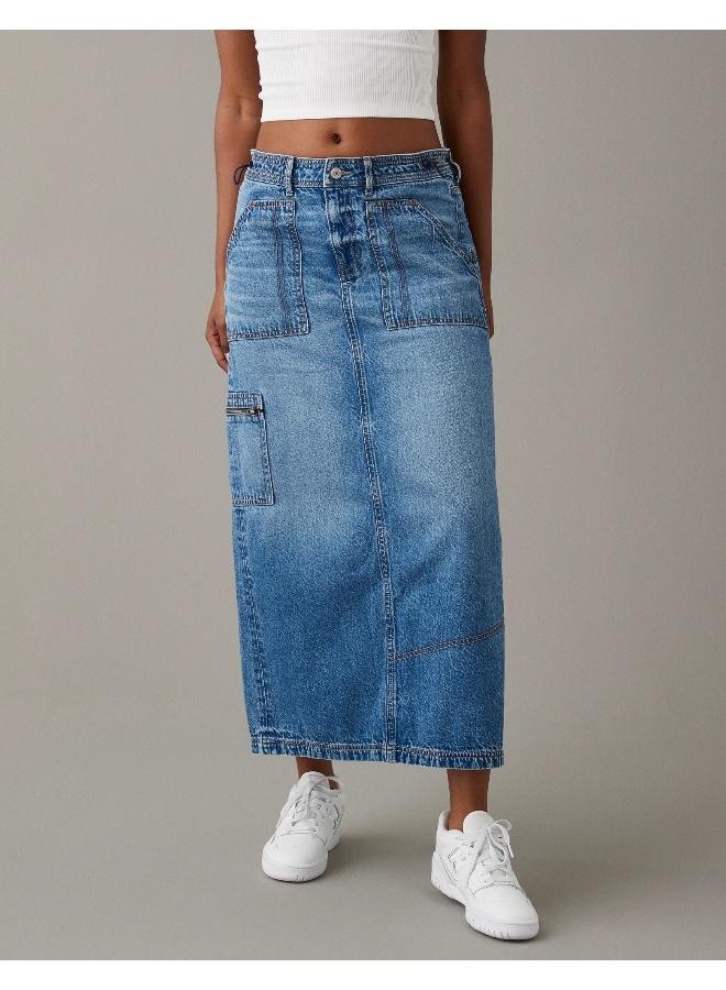 American Eagle AE Low-Rise Denim Maxi Skirt - Image 1