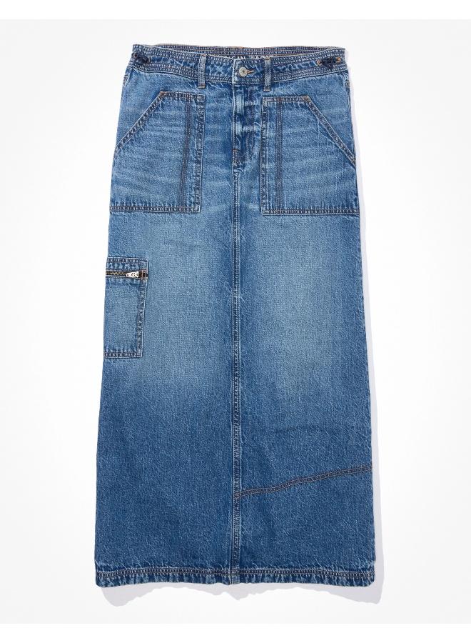 American Eagle AE Low-Rise Denim Maxi Skirt - Image 3