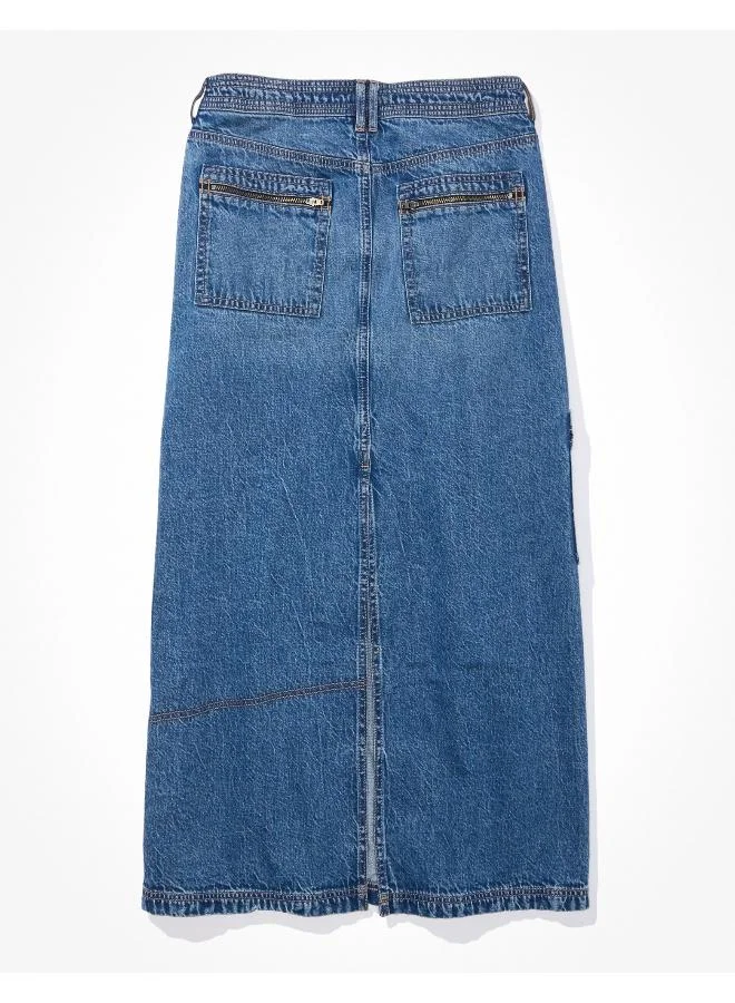 American Eagle AE Low-Rise Denim Maxi Skirt