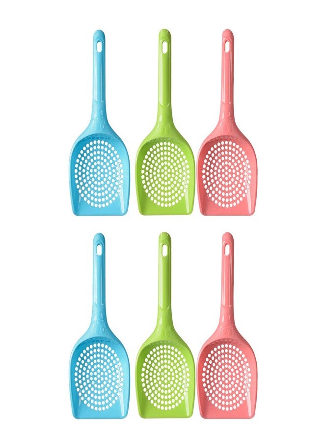 MXCELL Small Plastic Litter Scoop for Cats, Durable Deep Shovel and Long Handle for Sifting Kitty Litter(6 Pack Random Colors) - Image 1