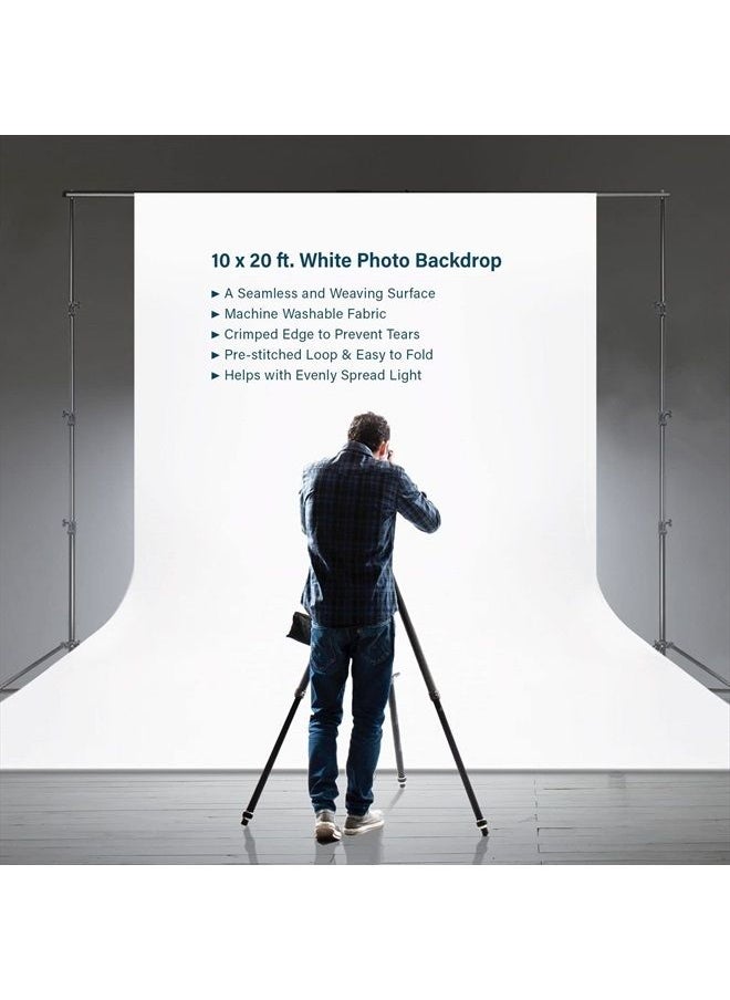 JS JULIUS STUDIO Julius Studio 10 x 20 ft. Pure White Backdrop Screen Background Super Large, Premium Soft & Higher Density 150GSM for Professional Photo Video Studio, Events, Party, JSAG210  - Image 5