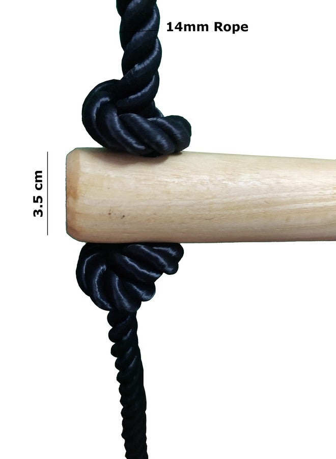 Mihad Climbing Rope Ladder for Kids, Adults - Outdoor/Indoor, Playground Equipment - Suitable for Tree Climbing, Chimney, Tank and Silo Cleaning Ladder Material - Silk Rope, Wood, Width 38cm,(3 Meter) - Image 2