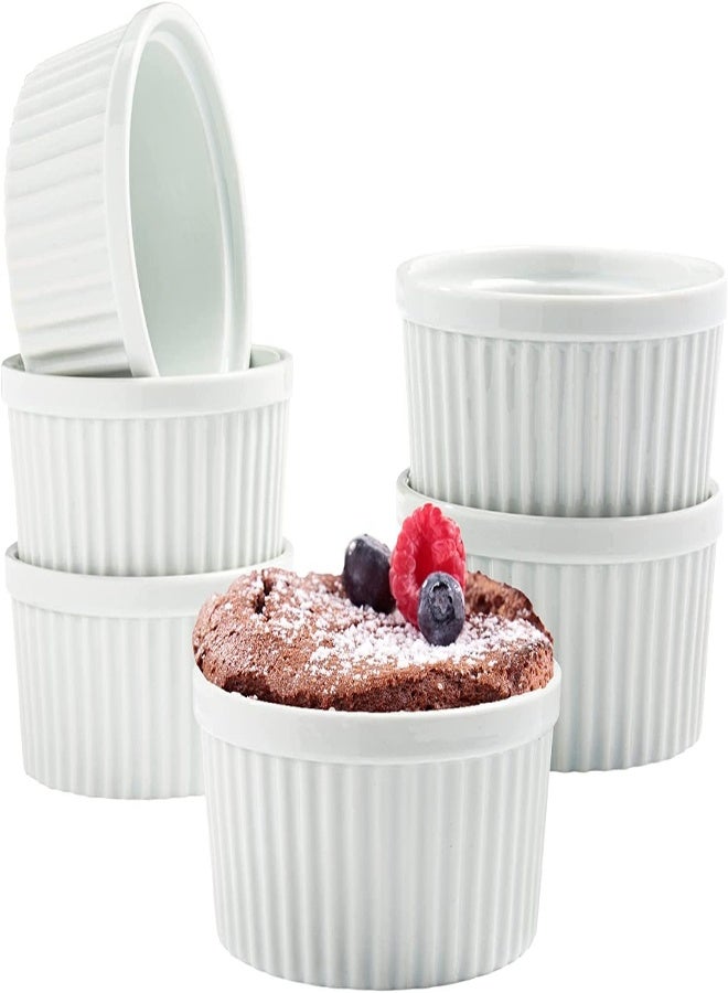 AKDC Porcelain Mini Ramekin Set, Crème Ramekins Dishes Oven Safe, Porcelains Souffle Dish For Baking, Soup Bowls For French Onion Pudding Custard Cups, Mini Desserts, Jam, Dips, Sauces (5.5 Oz - Set Of 1) - Image 3