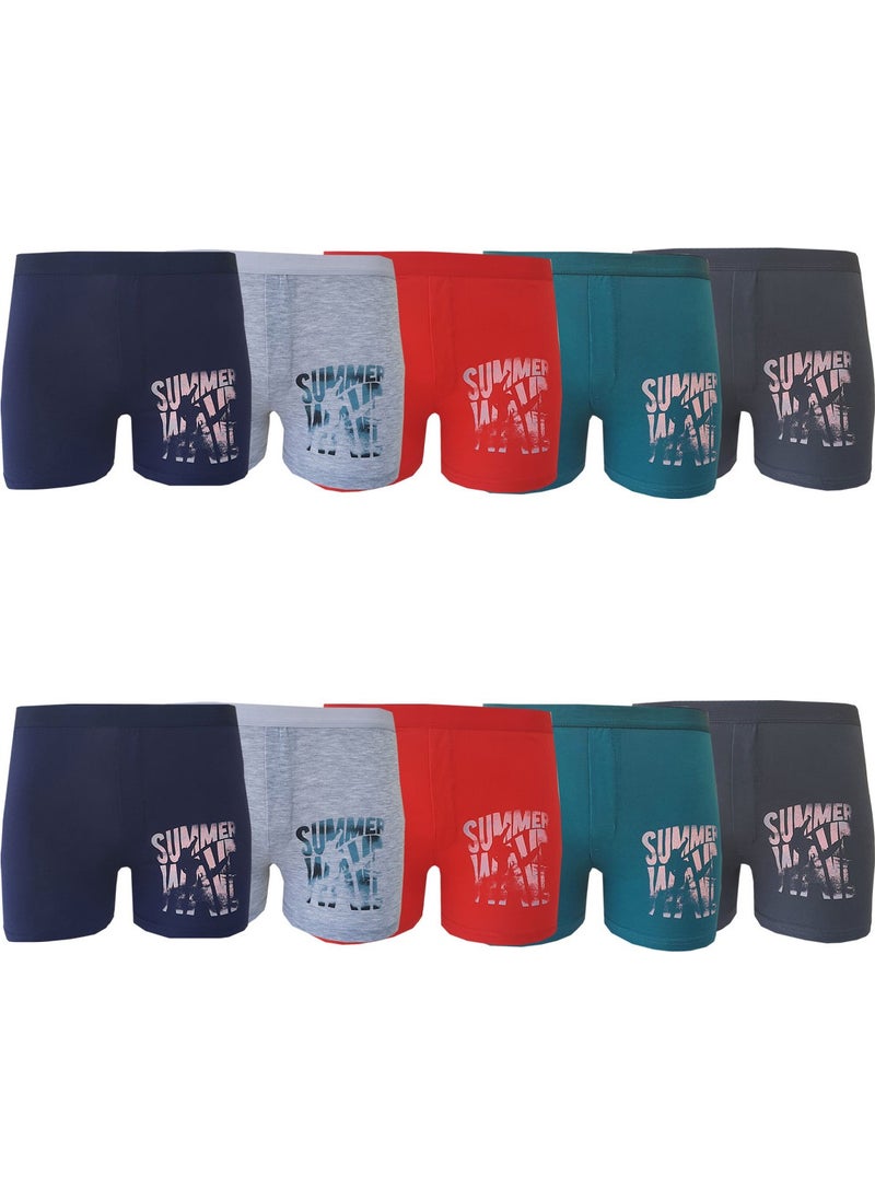 Hepsine Rakip - Rival to All 10LU Boys' Boxer Cotton Colorful Soft Comfortable Long Johns Kz - Image 1