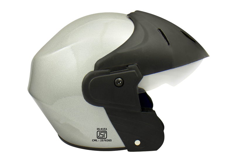 Sage Square Deltz Power (ISI Certified) Scooty Helmet Open Face (Medium - M, Sliver Glossy) - Image 4