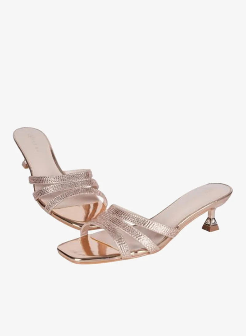 Zayna Rose Gold 221-223 Zayna Ladies Kitten Heel Sandals 2G9183-533 Rose Gold for Women | Best Price UAE
