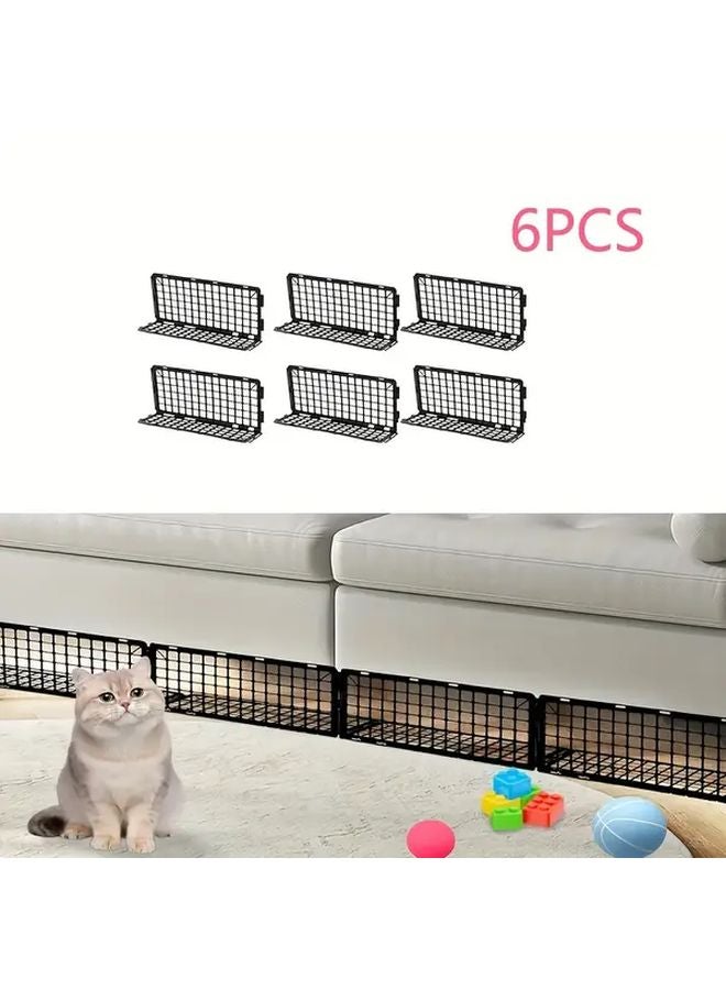 6Pcs Black Adjustable Pet Barrier Fence Heavy Duty Furniture Safety Guard Rail - Image 5