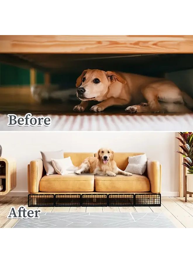 6Pcs Black Adjustable Pet Barrier Fence Heavy Duty Furniture Safety Guard Rail - Image 2