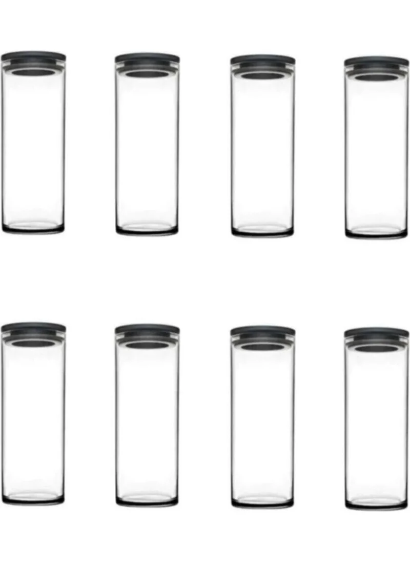 Paşabahçe Vacuum Glass Jar - Glass Food Storage Container, 8 Piece Gray PB43756-8 Model