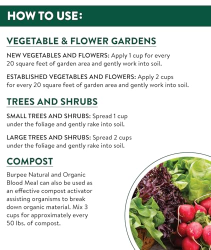 Burpee Organic Blood Meal Fertilizer | Add to Potting Soil | Excellent Natural Source of Nitrogen | for Tomatoes, Spinach, Broccoli, Leafy Greens | 3 lb, 1-Pack - Image 4