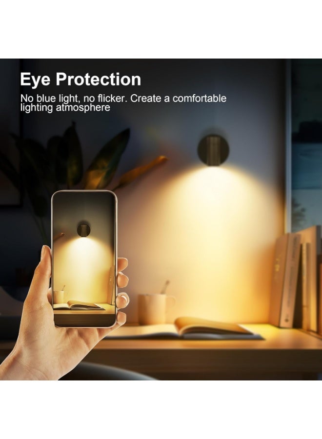 Rechargeable Wall Lights Front LED Spotlight Wireless Dimmable, 350° Rotation, Mini Aluminum LED Spotlight, Touch Control 3 Light Colors - Image 2