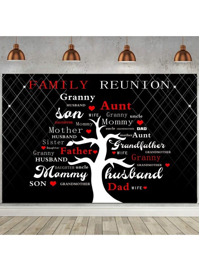 FHZON Family Reunion Backdrop for Family Reunion Decorations Trendy Shiny Striped Style Red Black Family Party Member Custom 7x6ft PTBZSFH166 - Image 2
